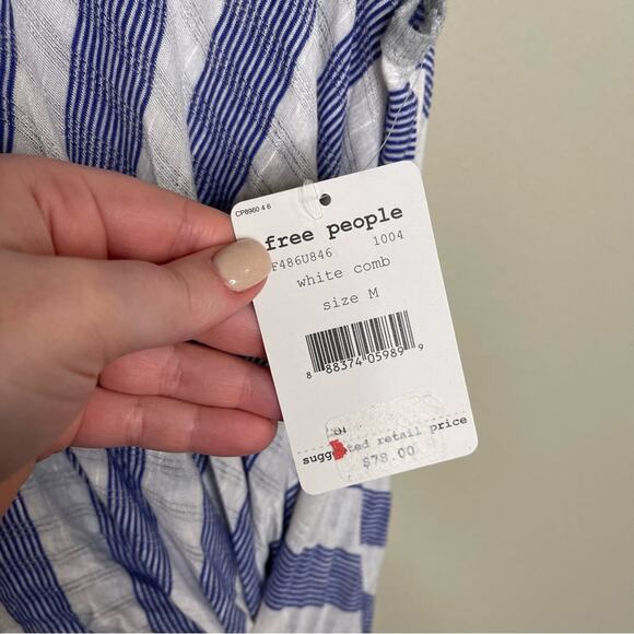 NEW Free People Striped Topsy Turny Tank in White Combo M - Picture 6 of 10